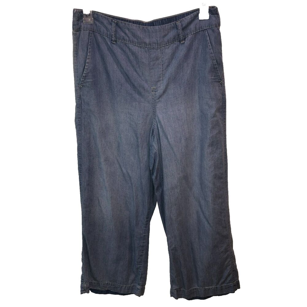 One5One Womens Capri Pants Size Medium Wide Leg Chambray Cropped One 5 One M